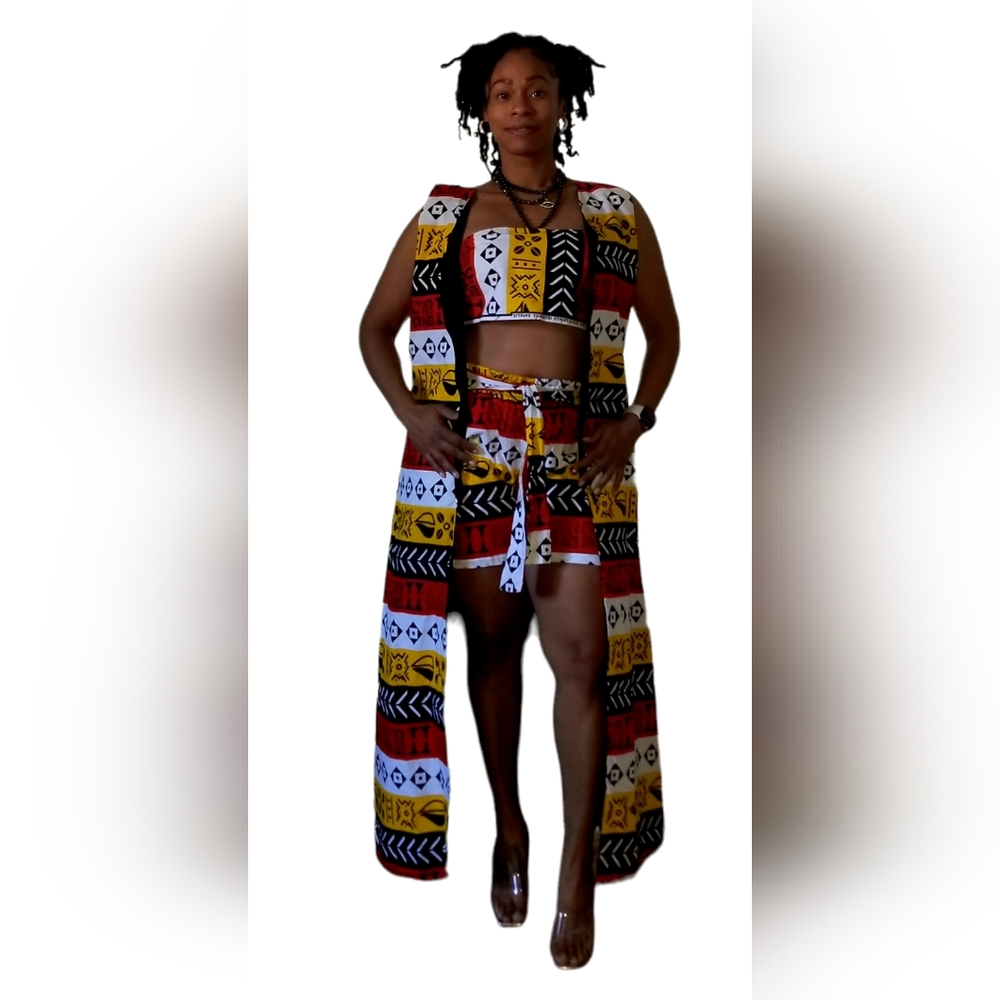 ***SOLD ***Handmade African Ankara Duster short set - Picture 3 of 4